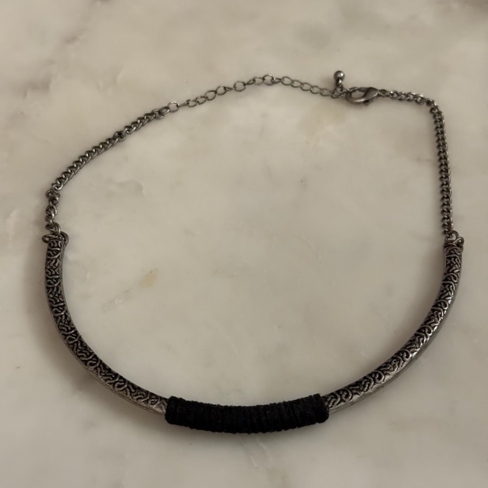 Silver and Black Metal Chocker
